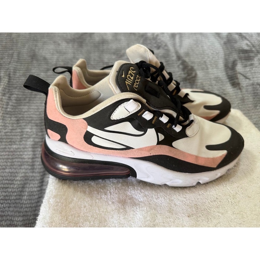 Nike Air Max 270 React White Black Pink Gold Sneakers CI3899-101 Womens